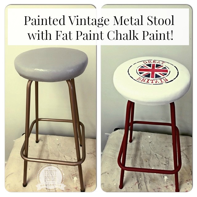 Fat Painted Vintage Stool Front Porch, Best Way To Paint Metal Bar Stools