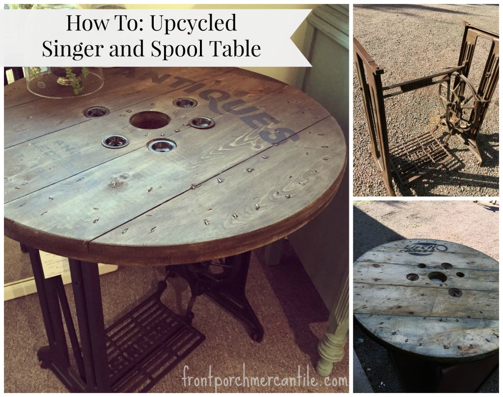 Upcycled Singer Sewing Machine base and electrical spool