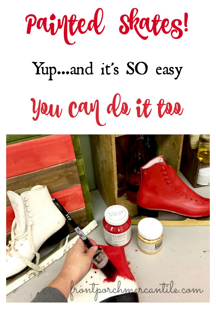 Painted Skates - yup - so easy, see how Front Porch Mercantile painted them