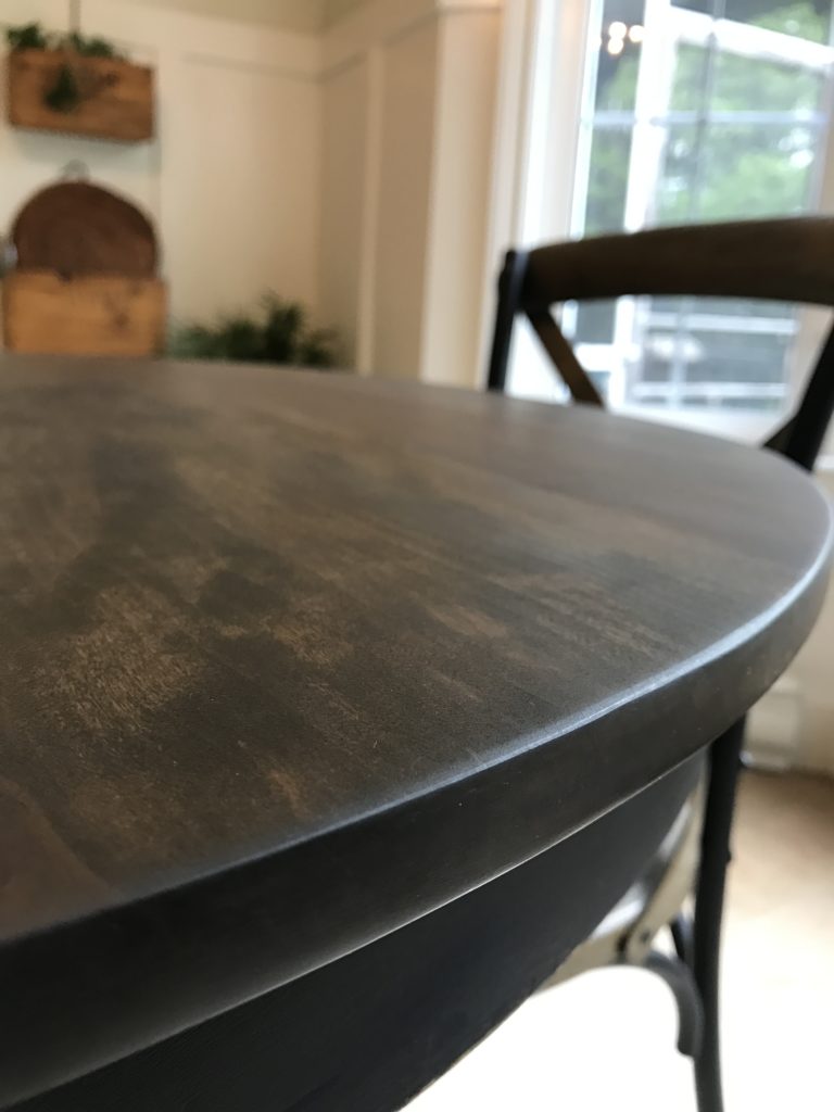 Beautiful finish from the stain and oil on this re loved oak table by Front Porch Mercantile