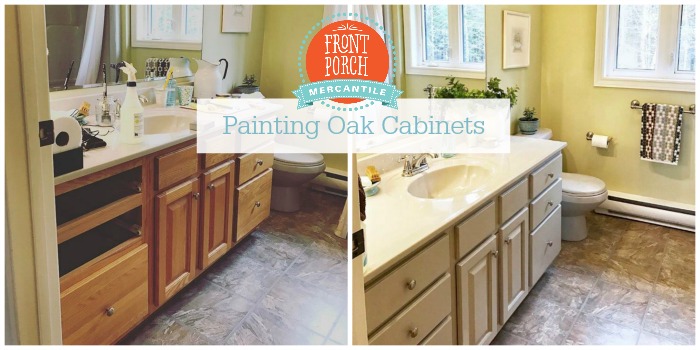 Update your kitchen or bathroom with paint - easy how to paint instructions using FAT Paint for your oak cabinets with Front Porch Mercantile 